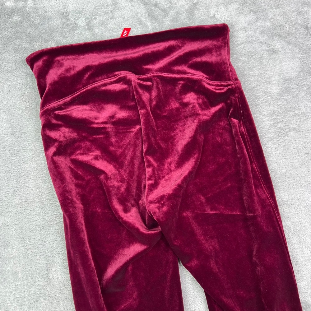 Spanx Velvet Leggings Womens Small Rich Burgundy Solid High Waisted Luxe Stretch - Picture 12 of 12